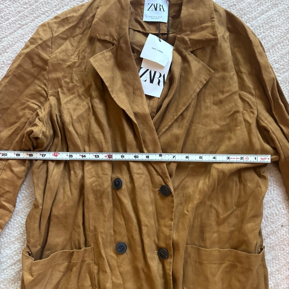 Zara Tan Double-Breasted Trench Coat Dress NWT - Picture 11 of 13